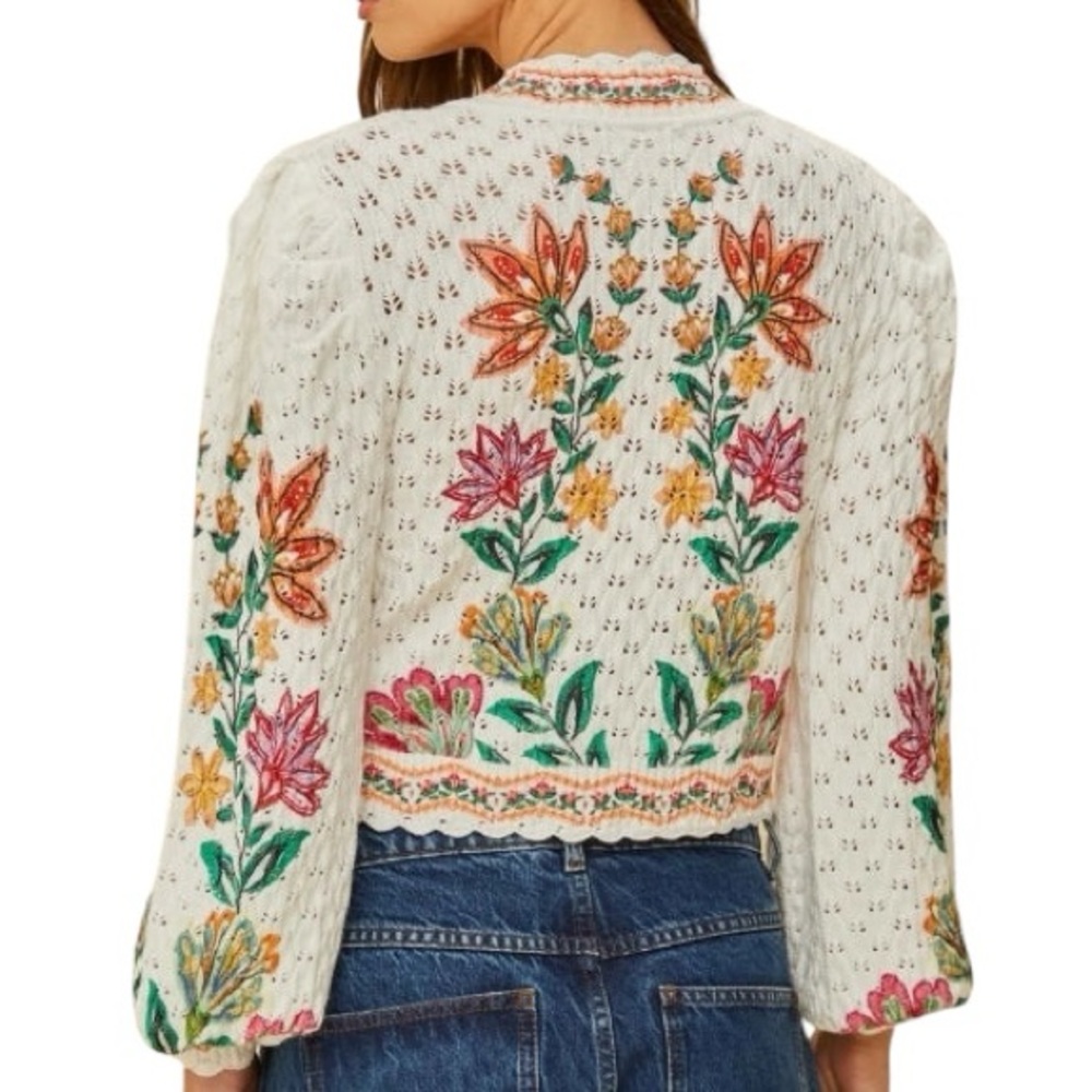 Farm Rio Off-White Garden Delight Knit Cardigan NWT - Picture 2 of 14
